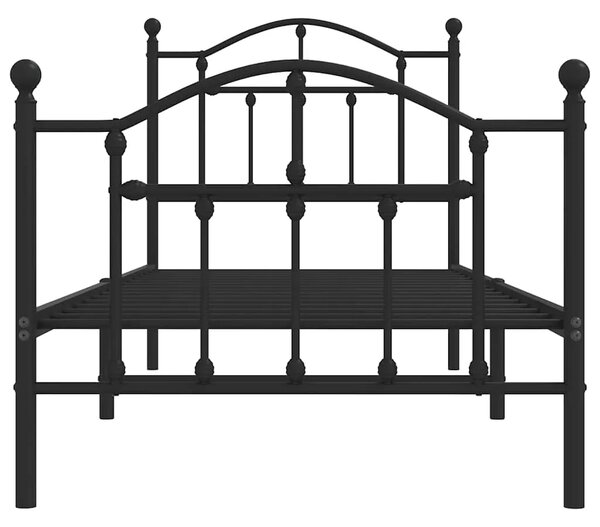 Metalni okvir kreveta uzglavlje i podnožje crni 90 x 200 cm - Crna 90 x 200 cm s uzglavljem i podnožjem Crna