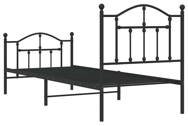 Metalni okvir kreveta uzglavlje i podnožje crni 90 x 200 cm - Crna 90 x 200 cm s uzglavljem i podnožjem Crna