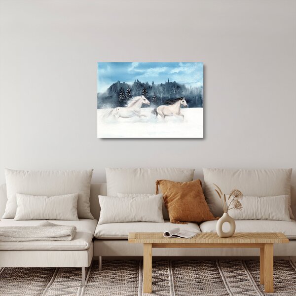 Staklena slika naslikanih konja (70x50 cm)