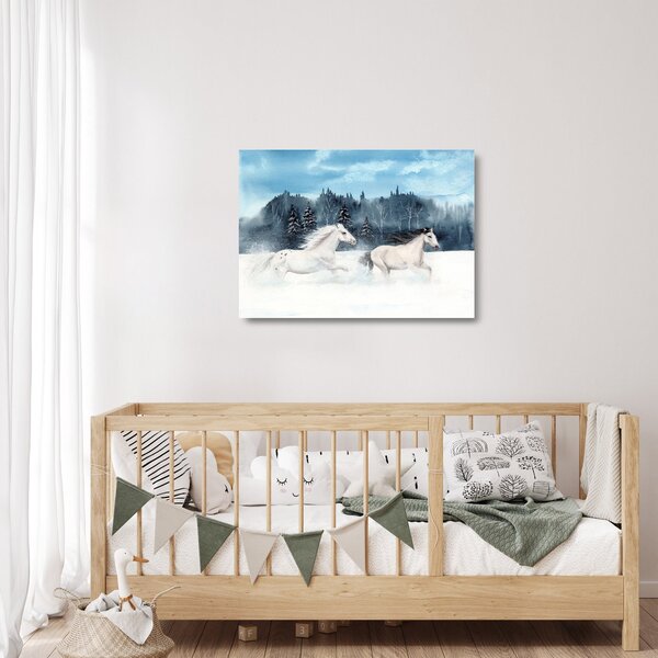 Staklena slika naslikanih konja (70x50 cm)
