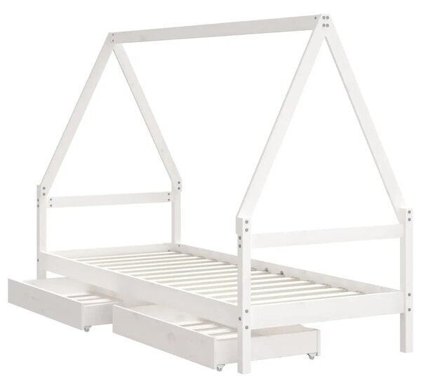 Okvir za dječji krevet s ladicama bijeli 80x200 cm od borovine - Bijela 80 x 200 cm Bijela 80 x 200 cm