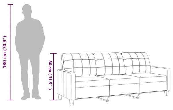 Trosjed siva 180 cm od umjetne kože - Siva 180 cm Siva 180 cm