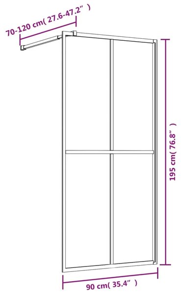Stijenka za walk-in tuš sa staklom ESG zlatna 90 x 195 cm - Zlatno 90 x 195 cm Zlatno 90 x 195 cm