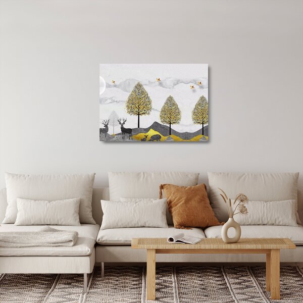 Staklena slika naslikanih jelenova (70x50 cm)