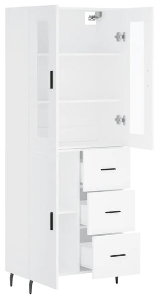 Visoka komoda bijela 69 5x34x180 cm konstruirano drvo - Bijela 1 1 vrata 3 ladice Bijela
