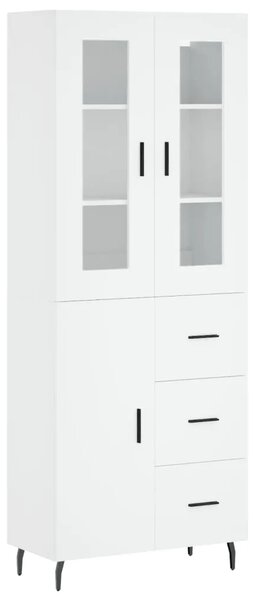 Visoka komoda bijela 69 5x34x180 cm konstruirano drvo - Bijela 1 1 vrata 3 ladice Bijela