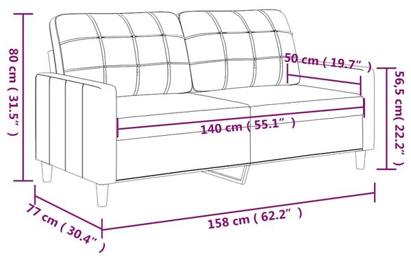 Dvosjed od tkanine tamnosivi 140 cm - Tamno siva 140 cm Tamno siva 140 cm