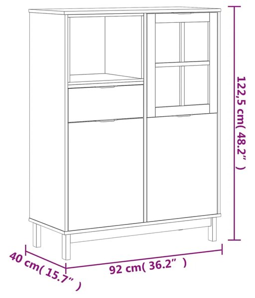 Visoka komoda sa staklenim vratima FLAM 92x40x122 5 cm borovina