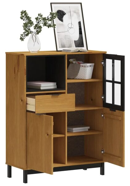 Visoka komoda sa staklenim vratima FLAM 92x40x122 5 cm borovina