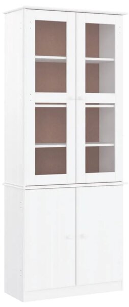 Staklena vitrina ALTA bijela 77x35x186 5 cm od masivne borovine - Bijela 1 Bijela