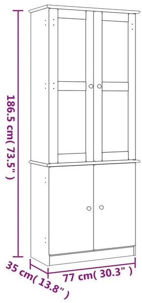Staklena vitrina ALTA bijela 77x35x186 5 cm od masivne borovine - Bijela 1 Bijela