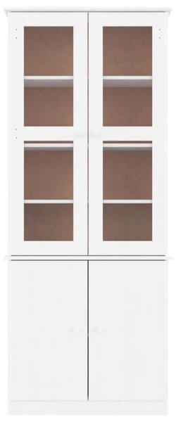 Staklena vitrina ALTA bijela 77x35x186 5 cm od masivne borovine - Bijela 1 Bijela