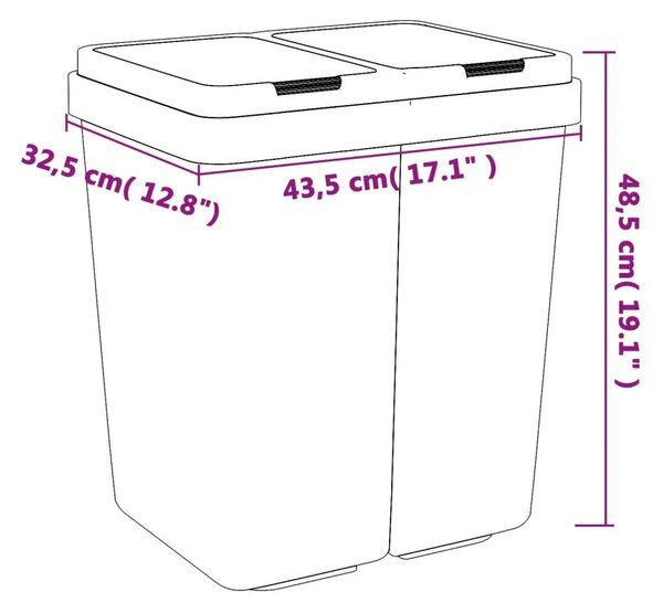 Dvostruka kanta bijela 2 x 25 L - Bijela 1 Bijela