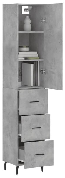 Visoka komoda siva betona 34 5x34x180 cm od konstruiranog drva - Beton siva 1 3 ladice Beton siva