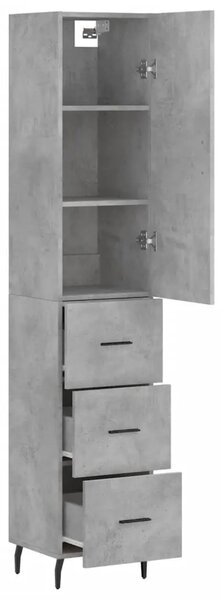 Visoka komoda siva betona 34 5x34x180 cm od konstruiranog drva - Beton siva 1 3 ladice Beton siva