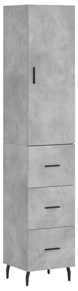 Visoka komoda siva betona 34 5x34x180 cm od konstruiranog drva - Beton siva 1 3 ladice Beton siva
