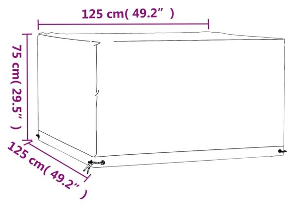 Navlaka za vrtni namještaj sa 8 ušica 125x125x75 cm kvadratna - 125 x 125 x 75 cm 1 125 x 125 x 75 cm 1