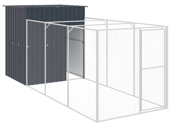 Kućica za pse s igralištem antracit 165 x 455 x 181 cm čelična - Antracit 165 x 455 x 181 cm Antracit 165 x 455 x 181 cm