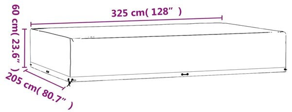 Navlaka za vrtni namještaj sa 16 ušica 325x205x60 cm pravokutna - 325 x 205 x 60 cm 1 325 x 205 x 60 cm 1