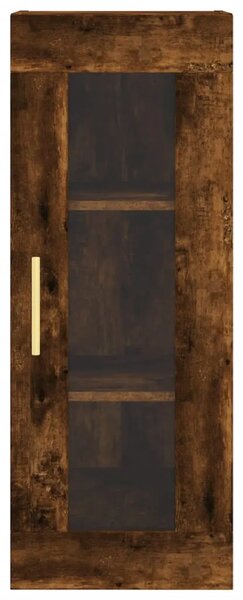 Visoka komoda dimljeni hrast 34 5x34x180cm konstruiranog drva - Dimljeni hrast 1 1 staklena vrata Dimljeni hrast
