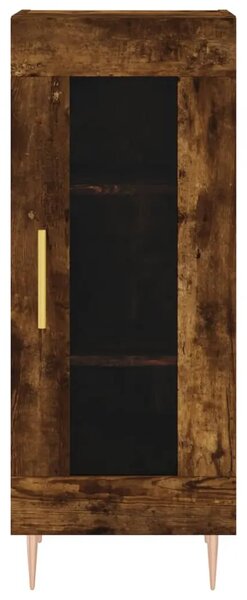 Visoka komoda dimljeni hrast 34 5x34x180cm konstruiranog drva - Dimljeni hrast 1 1 staklena vrata Dimljeni hrast