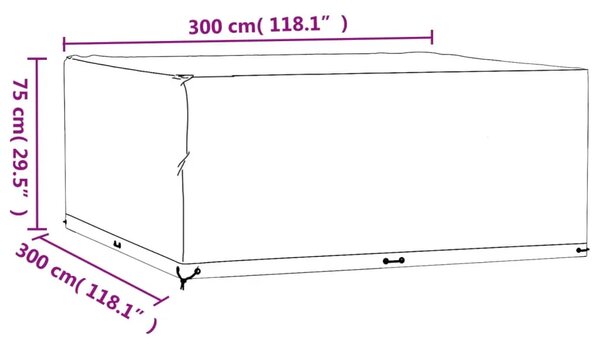 Navlaka za vrtni namještaj sa 16 ušica 300x300x75 cm kvadratna - 300 x 300 x 75 cm 1 300 x 300 x 75 cm 1
