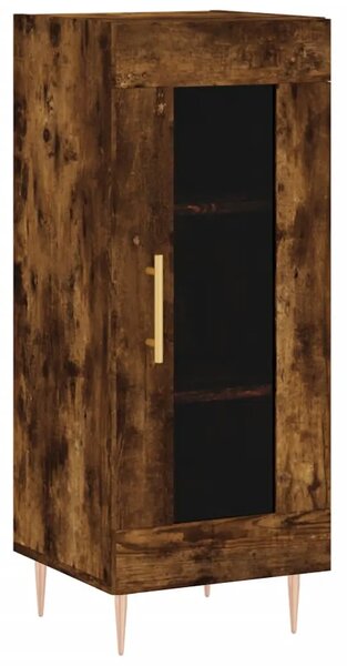 Visoka komoda dimljeni hrast 34 5x34x180cm konstruiranog drva - Dimljeni hrast 1 1 staklena vrata Dimljeni hrast