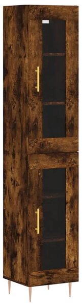 Visoka komoda dimljeni hrast 34 5x34x180cm konstruiranog drva - Dimljeni hrast 1 1 staklena vrata Dimljeni hrast