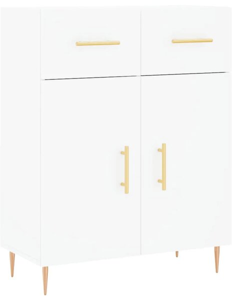 Visoka komoda bijela 69 5x34x180 cm konstruirano drvo - Bijela 1 2 vrata 2 ladice Bijela