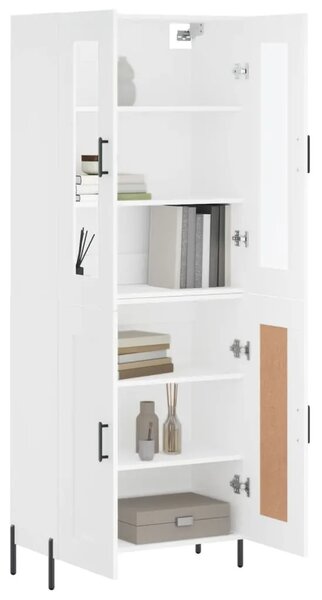 Visoka komoda bijela 69 5x34x180 cm konstruirano drvo - Bijela 1 2 drvena vrata Bijela