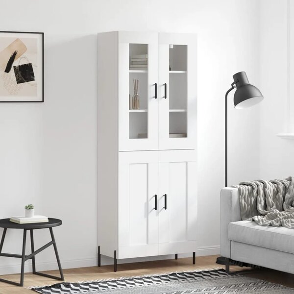 Visoka komoda bijela 69 5x34x180 cm konstruirano drvo - Bijela 1 2 drvena vrata Bijela