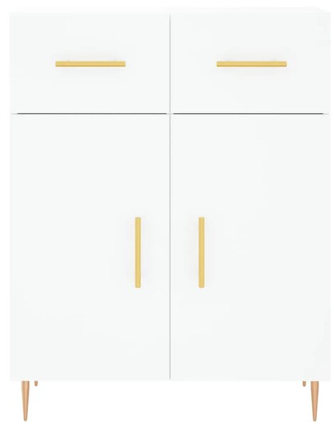 Visoka komoda bijela 69 5x34x180 cm konstruirano drvo - Bijela 1 2 vrata 2 ladice Bijela