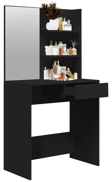 Toaletni stolić s ogledalom crni 74 5 x 40 x 141 cm - Crna 1 Crna