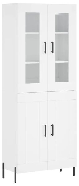 Visoka komoda bijela 69 5x34x180 cm konstruirano drvo - Bijela 1 2 drvena vrata Bijela
