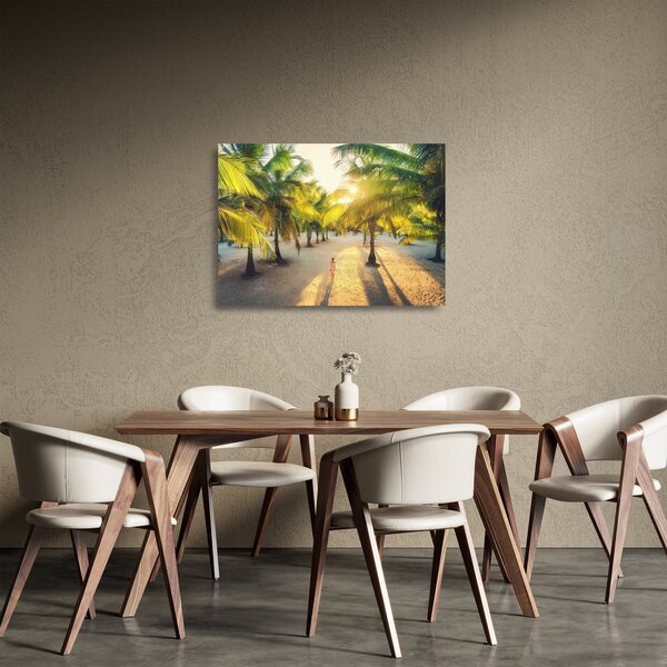 Staklena slika - Žena i palme (70x50 cm)
