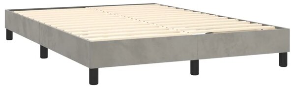 Boxspring - Krevet s oprugama i madracem svjetlosivi 140x190 cm baršunasti - Svjetlosiva 140 x 190 cm Gladak dizajn Svjetlosiva