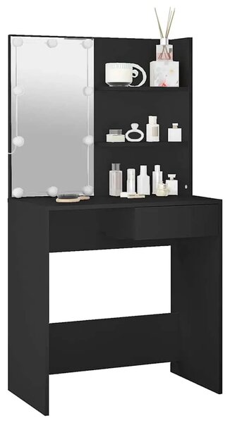 Toaletni stolić s LED svjetlima crni 74 5 x 40 x 141 cm - Crna 1 Crna