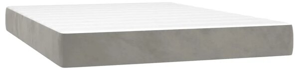 Boxspring - Krevet s oprugama i madracem svjetlosivi 140x190 cm baršunasti - Svjetlosiva 140 x 190 cm Okomite pruge Svjetlosiva