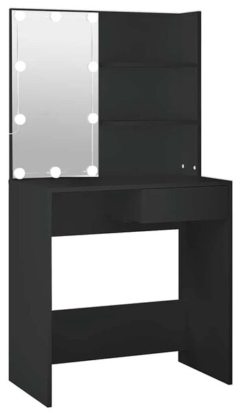 Toaletni stolić s LED svjetlima crni 74 5 x 40 x 141 cm - Crna 1 Crna