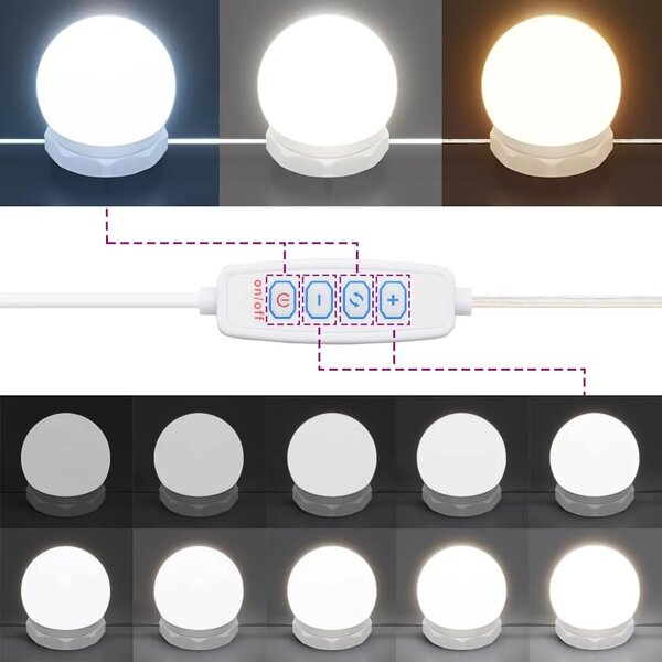 Toaletni stolić s LED svjetlima bijeli 86 5x35x136 cm - Bijela 1 Bijela