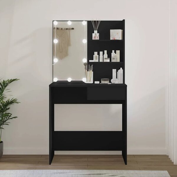Toaletni stolić s LED svjetlima crni 74 5 x 40 x 141 cm - Crna 1 Crna