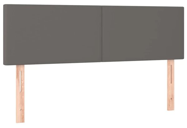 Boxspring - Krevet s oprugama i madracem sivi 140x190 cm od umjetne kože - Siva 140 x 190 cm Gladak dizajn Siva