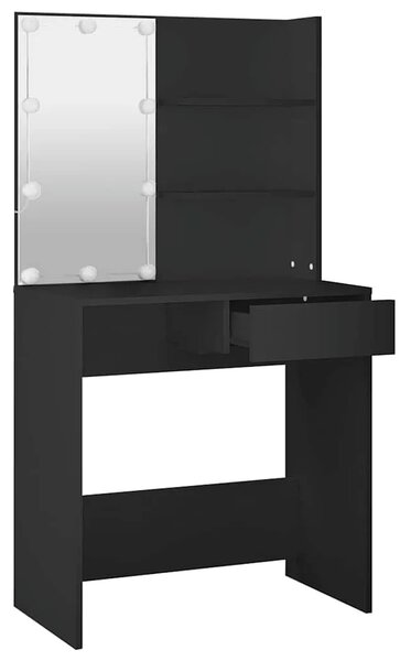 Toaletni stolić s LED svjetlima crni 74 5 x 40 x 141 cm - Crna 1 Crna