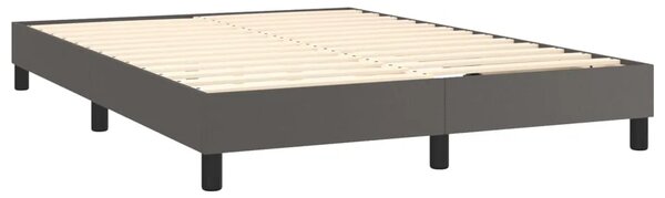 Boxspring - Krevet s oprugama i madracem sivi 140x190 cm od umjetne kože - Siva 140 x 190 cm Gladak dizajn Siva