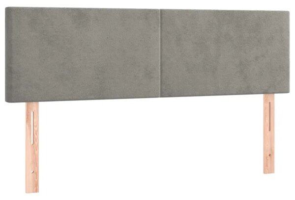 Boxspring - Krevet s oprugama i madracem svjetlosivi 140x190 cm baršunasti - Svjetlosiva 140 x 190 cm Gladak dizajn Svjetlosiva
