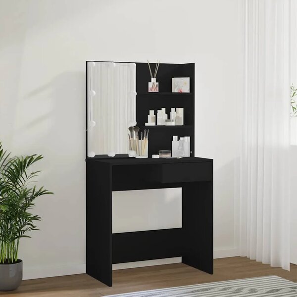 Toaletni stolić s LED svjetlima crni 74 5 x 40 x 141 cm - Crna 1 Crna