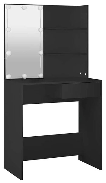 Toaletni stolić s LED svjetlima crni 74 5 x 40 x 141 cm - Crna 1 Crna