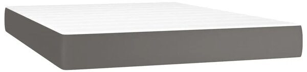 Boxspring - Krevet s oprugama i madracem sivi 140x190 cm od umjetne kože - Siva 140 x 190 cm Gladak dizajn Siva