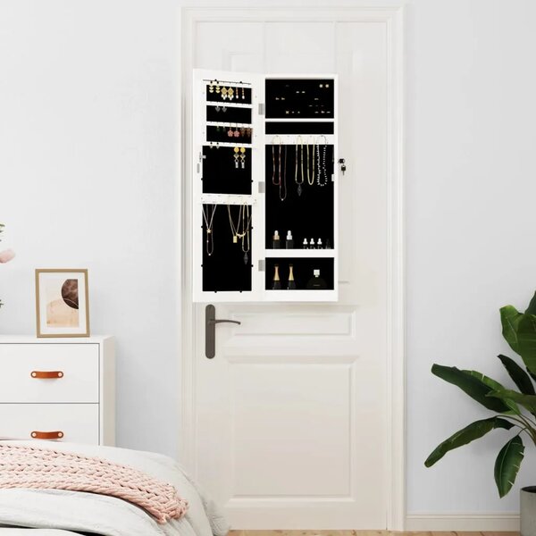 Zidni ormarić za nakit s ogledalom bijeli 30 x 8 5 x 90 cm - Bijela 1 Bijela