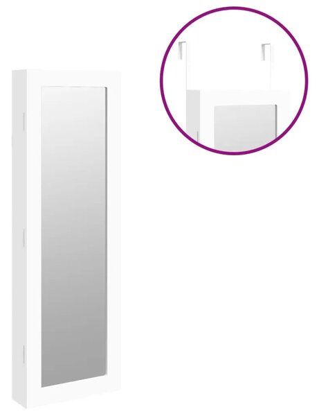 Zidni ormarić za nakit s ogledalom bijeli 30 x 8 5 x 90 cm - Bijela 1 Bijela